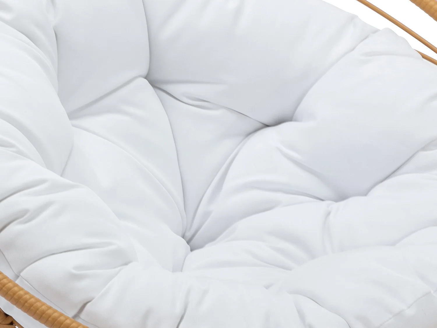 Papasan-Drehsessel - Polyrattan - Holzfarben hell & weißes Kissen - SYNDRA von MYLIA