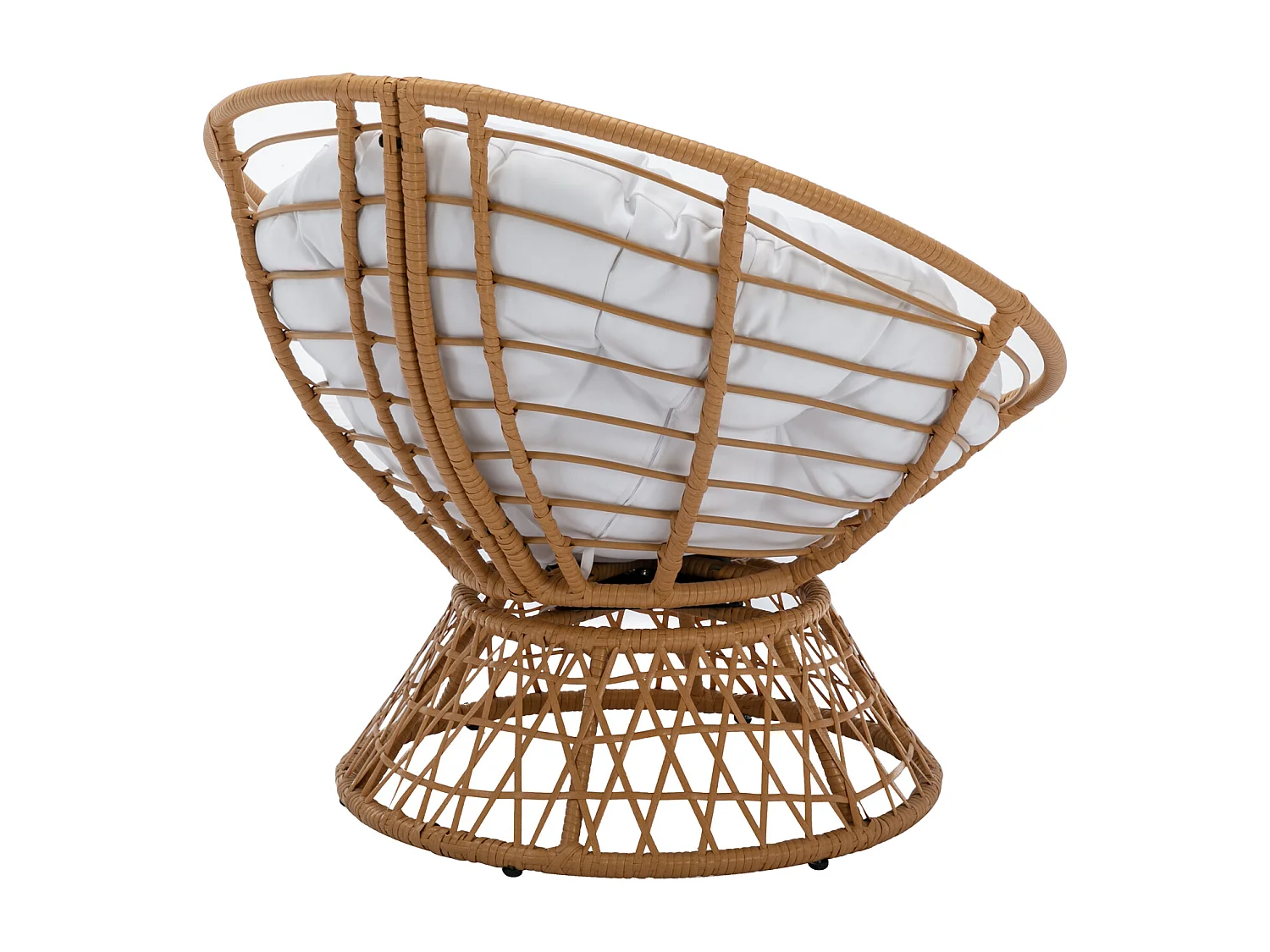 Papasan-Drehsessel - Polyrattan - Holzfarben hell & weißes Kissen - SYNDRA von MYLIA