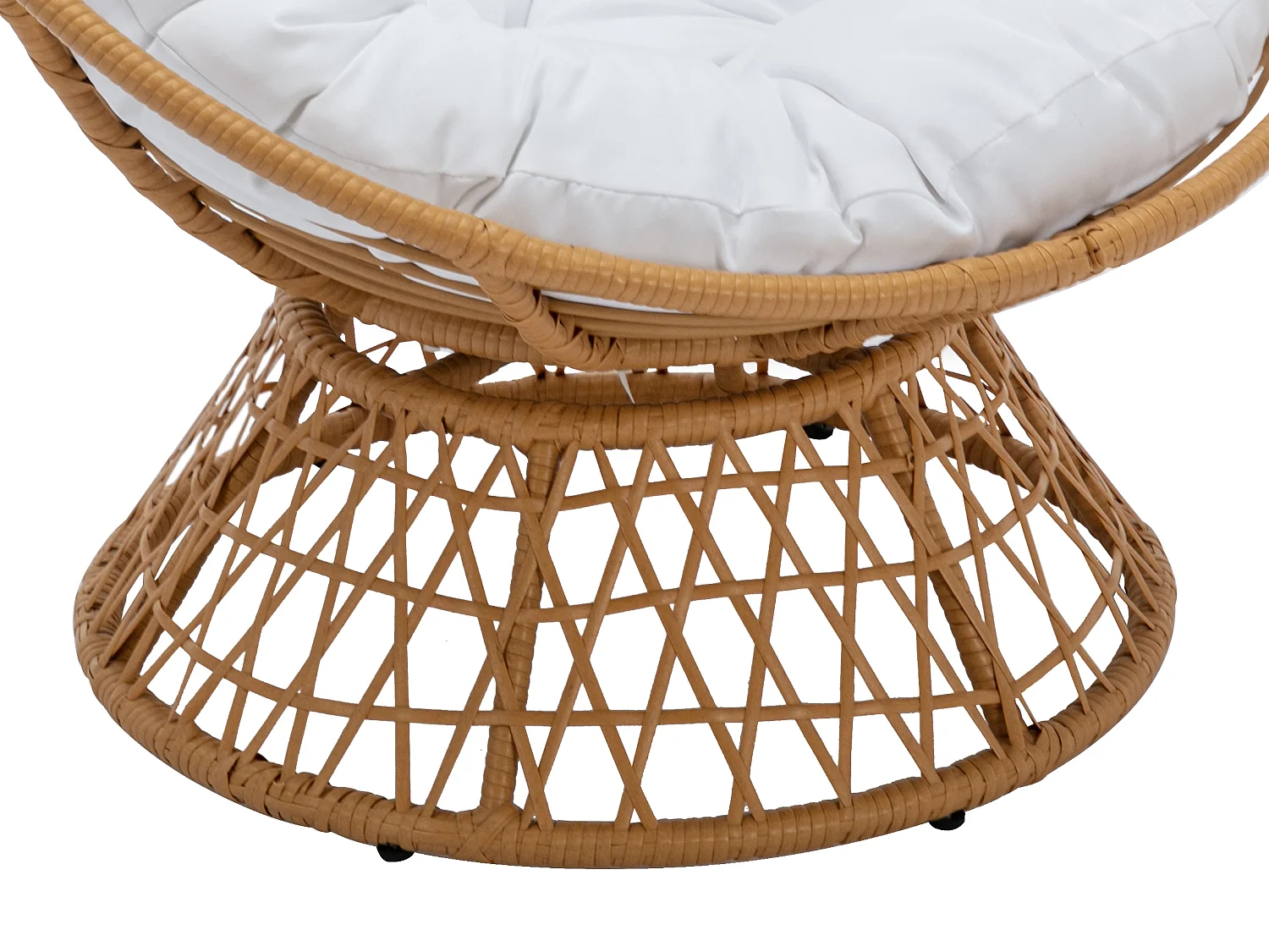 Papasan-Drehsessel - Polyrattan - Holzfarben hell & weißes Kissen - SYNDRA von MYLIA