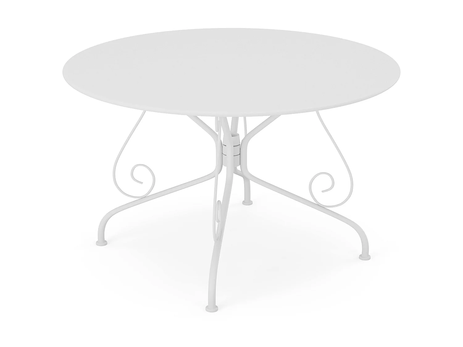 Gartentisch - D. 120 cm - Metall in Eisenoptik - Weiß - GUERMANTES von MYLIA