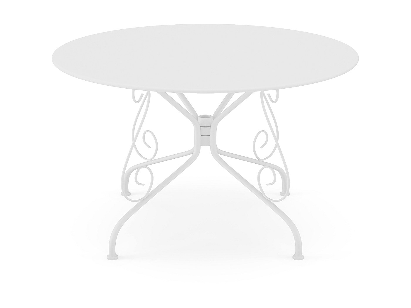 Table ronde de jardin D.120cm en métal façon fer forgé - Blanc