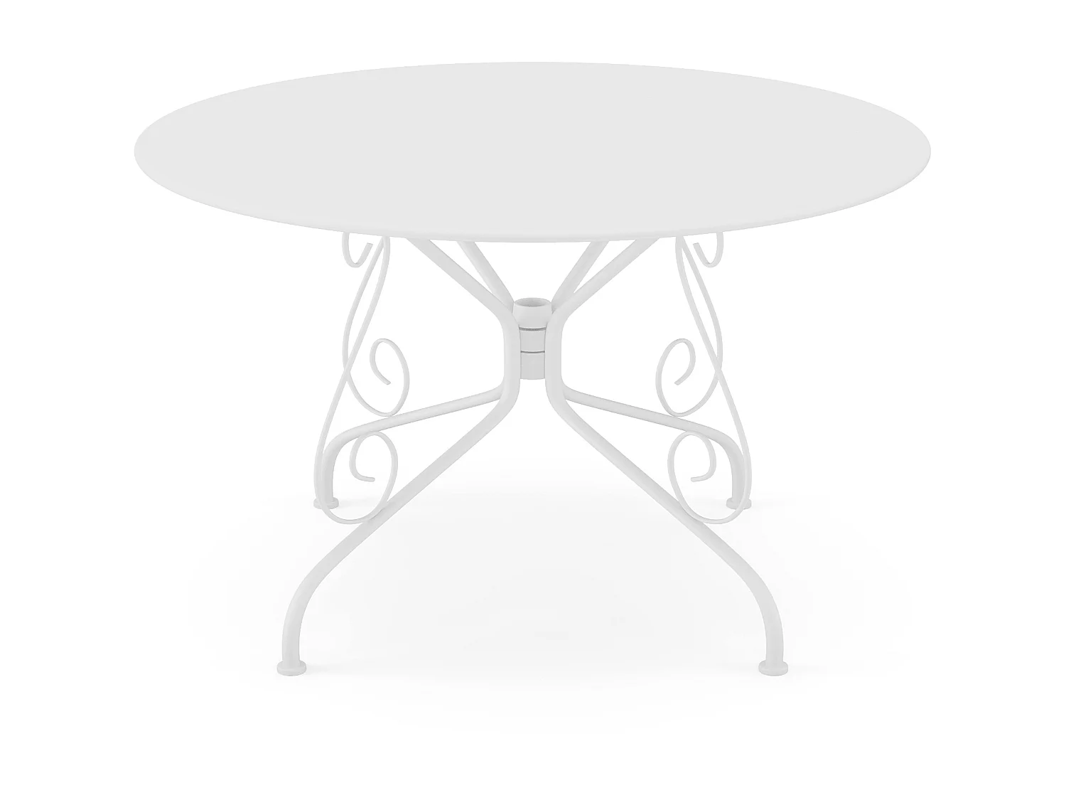 Table de jardin D.120 cm en métal façon fer forgé - Blanc - GUERMANTES de MYLIA