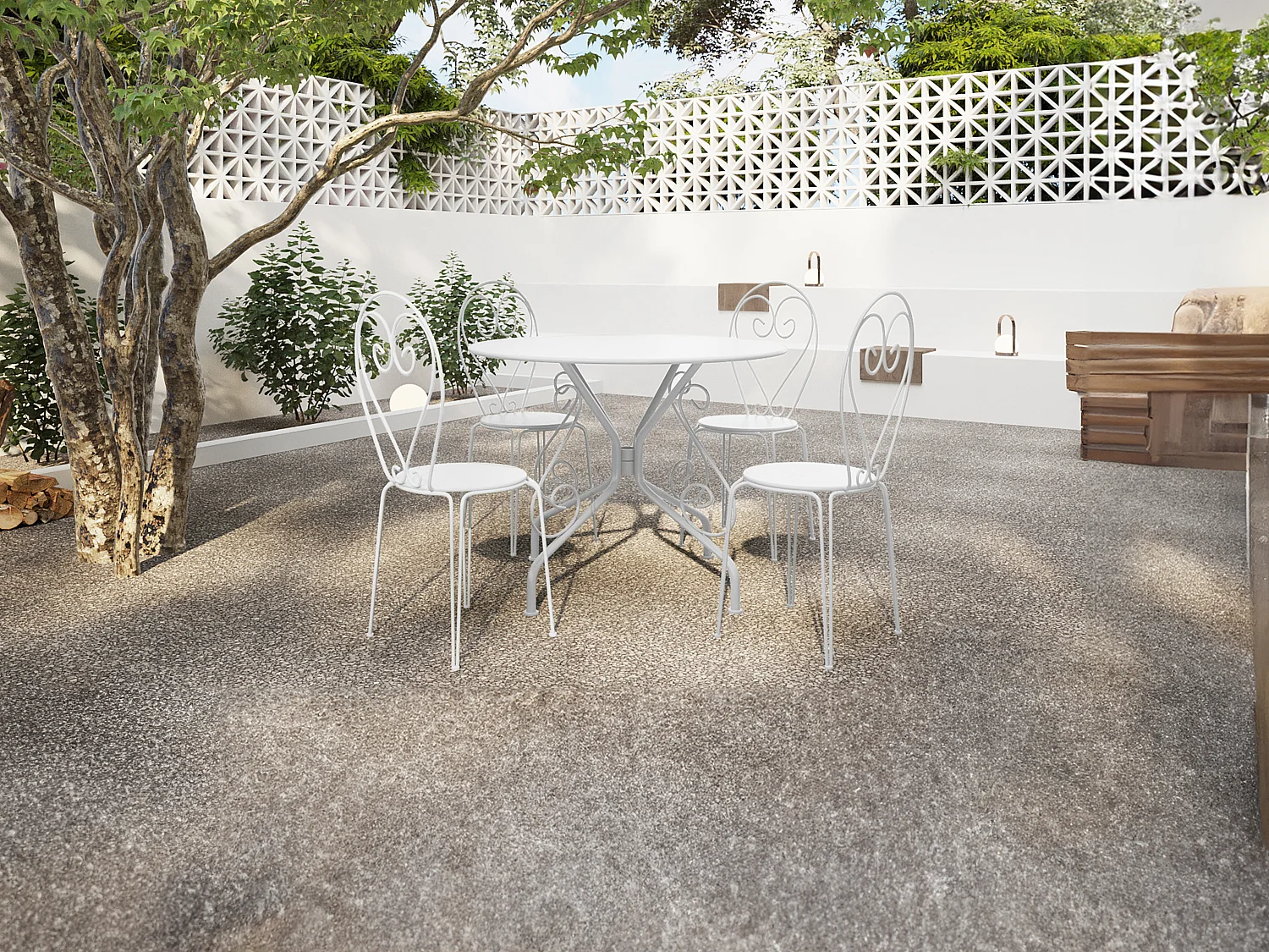 Table de jardin D.120 cm en métal façon fer forgé - Blanc - GUERMANTES de MYLIA