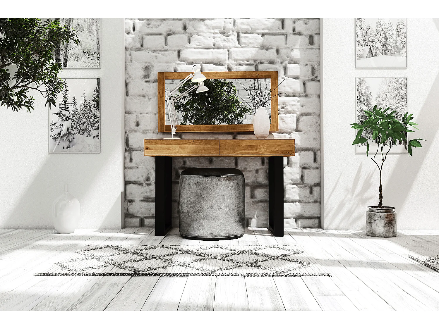 STEEL - Schminktisch  aus Wildeiche, naturgeölt