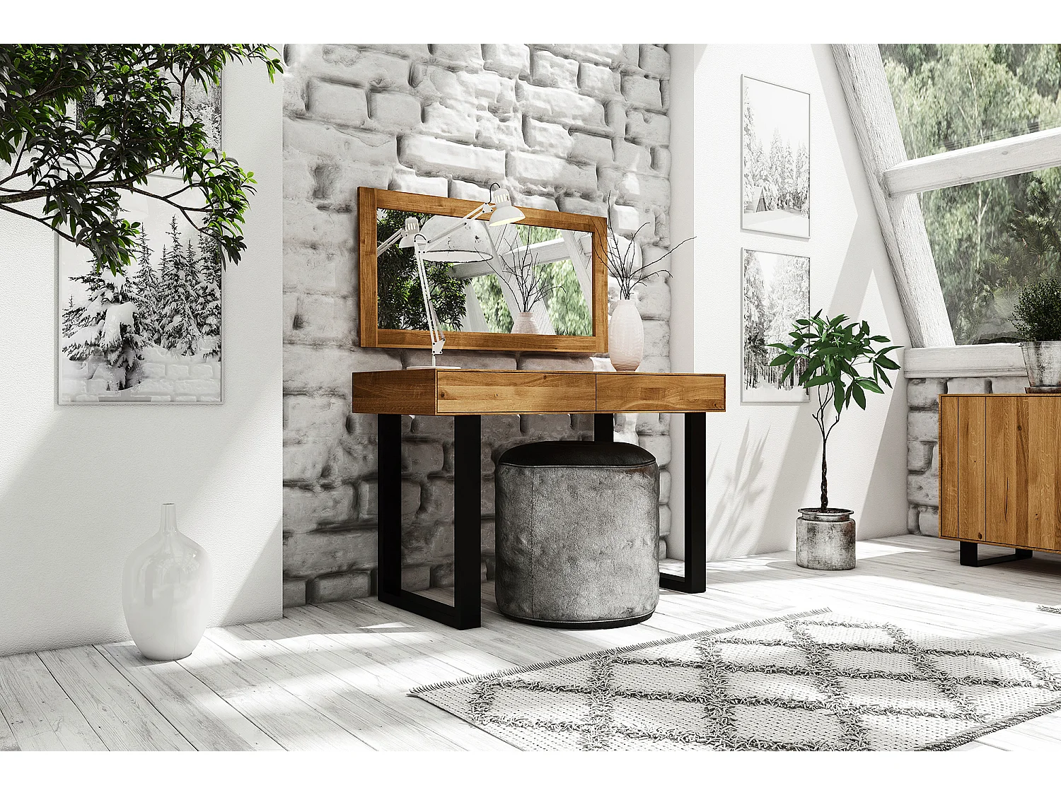 STEEL - Schminktisch  aus Wildeiche, naturgeölt