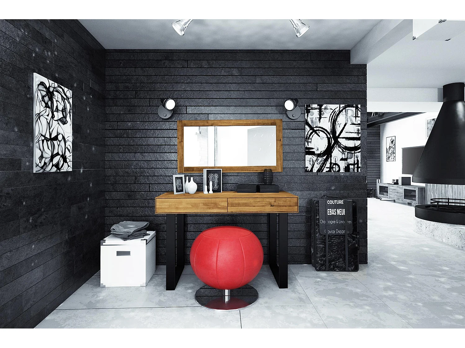 STEEL - Schminktisch  aus Wildeiche, naturgeölt