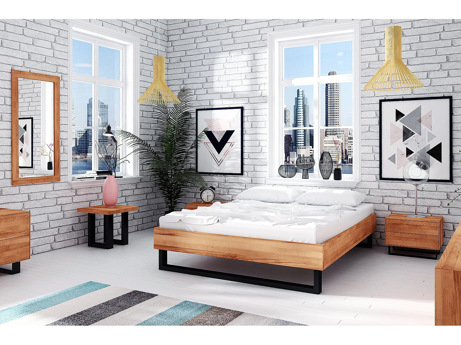 STEEL - Bett ohne kopfteil 160x200 aus Kernbuche, naturgeölt