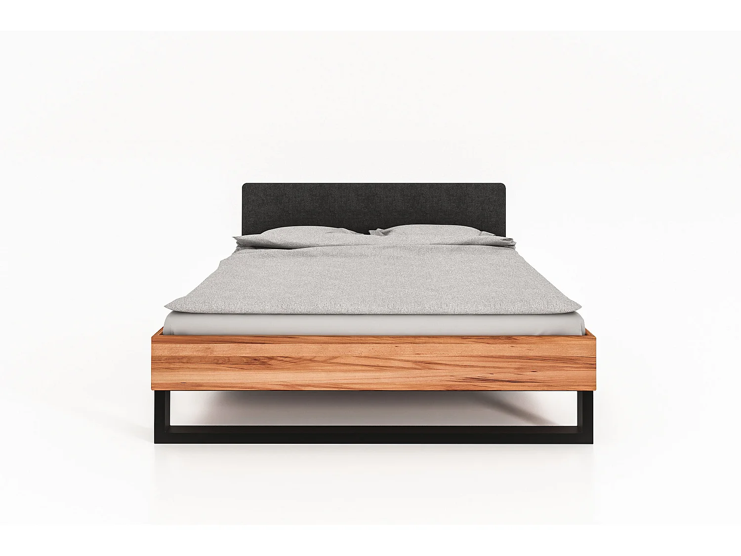 STEEL - Bett mit Polsterkopfteil 160x200 aus Kernbuche, naturgeölt