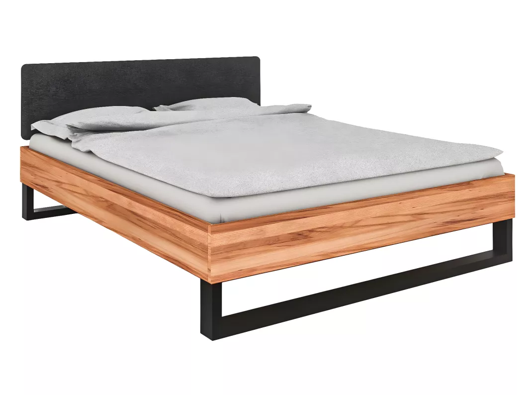 Kauf Unique STEEL - Bett mit Polsterkopfteil 140x200 aus Kernbuche, naturgeölt