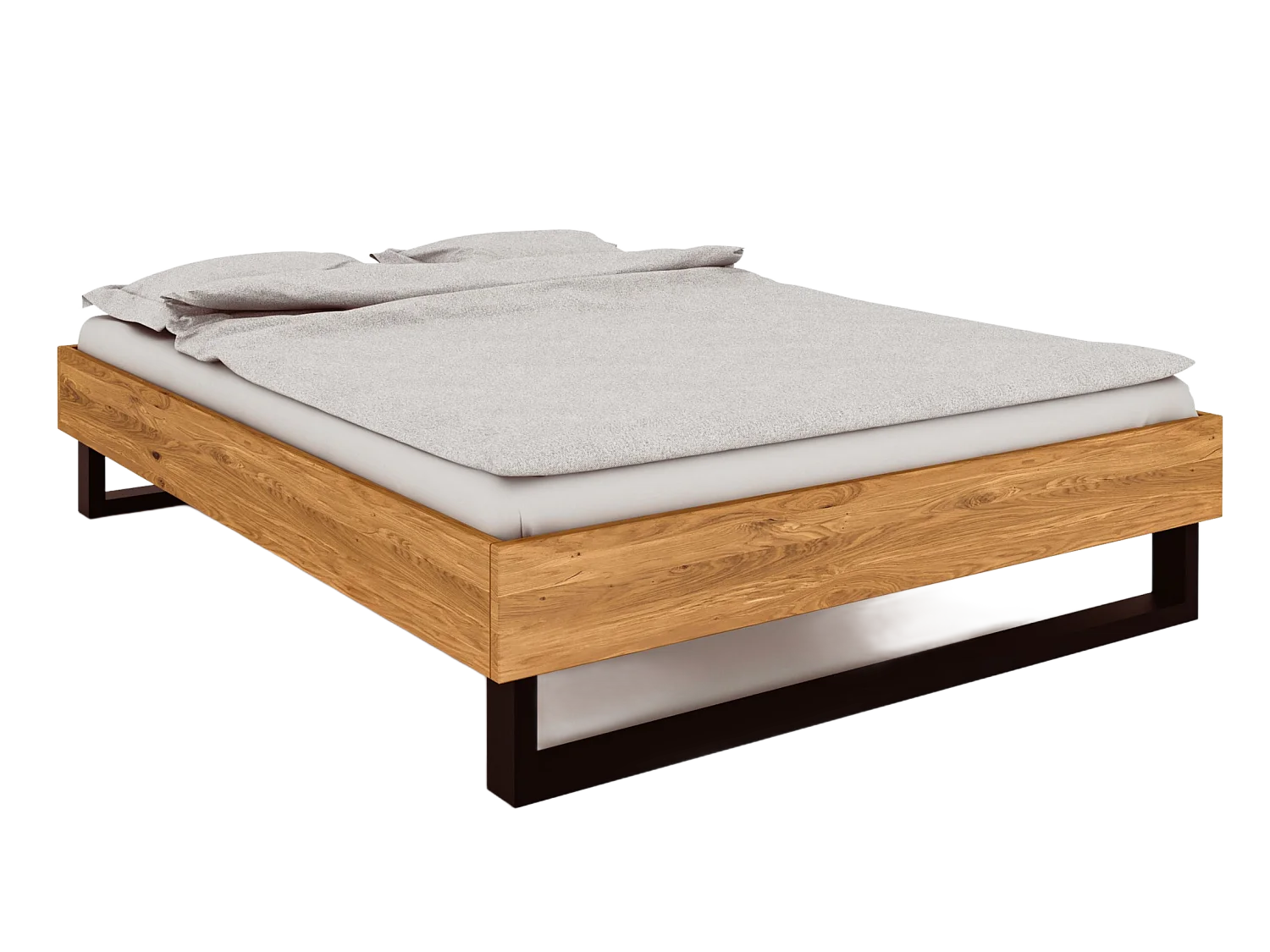 STEEL - Bett ohne kopfteil 140x200 aus Wildeiche, naturgeölt