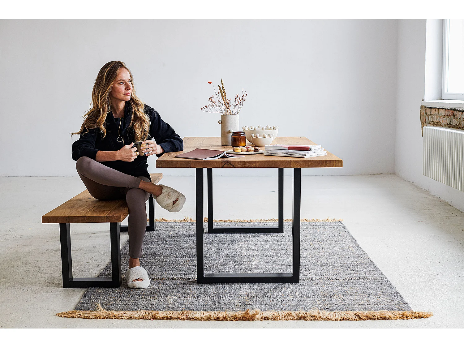 STEEL - Esstisch  90x160 aus Wildeiche, naturgeölt