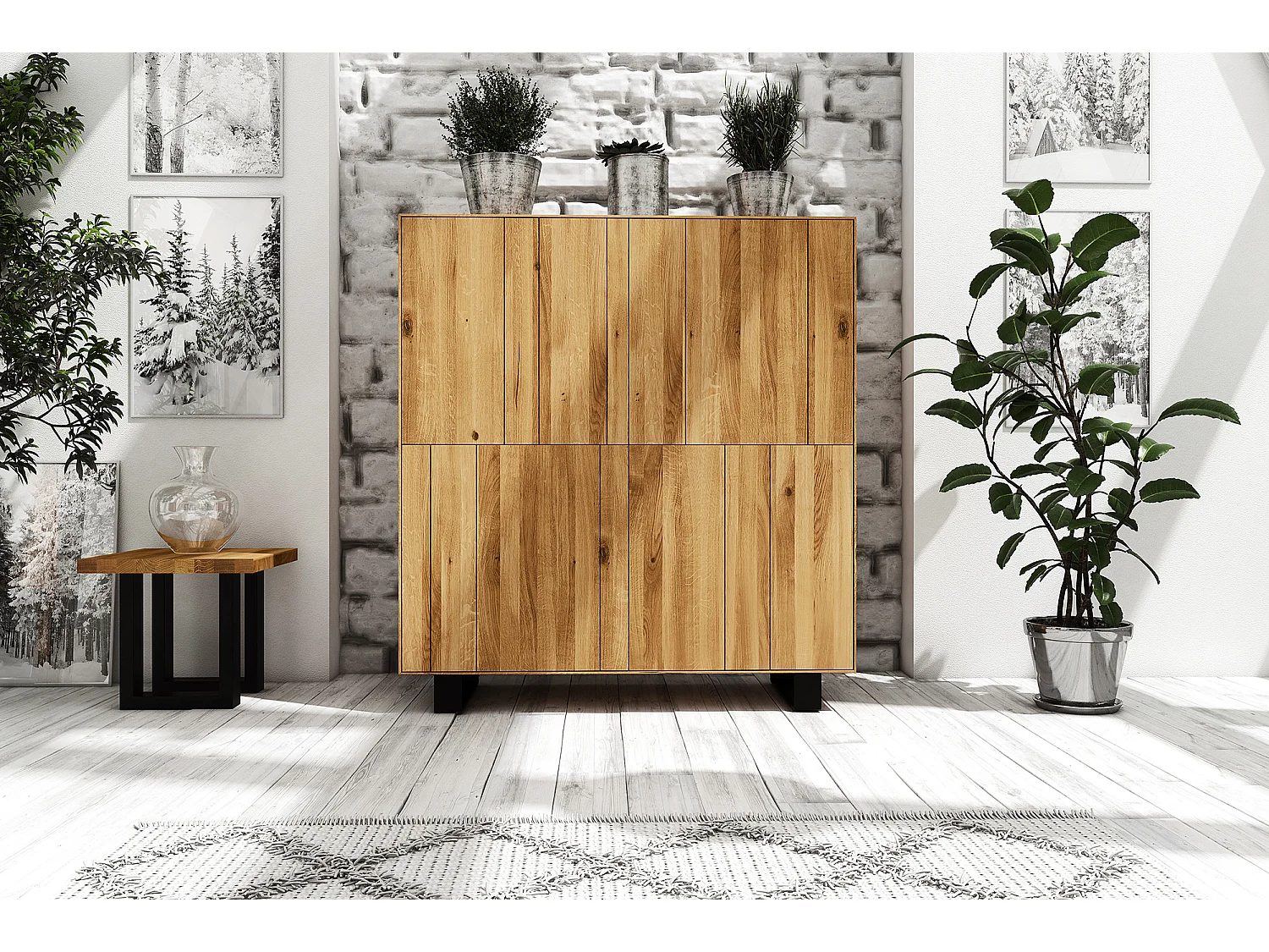 STEEL - Commode en chêne sauvage, finition à l'huile naturelle