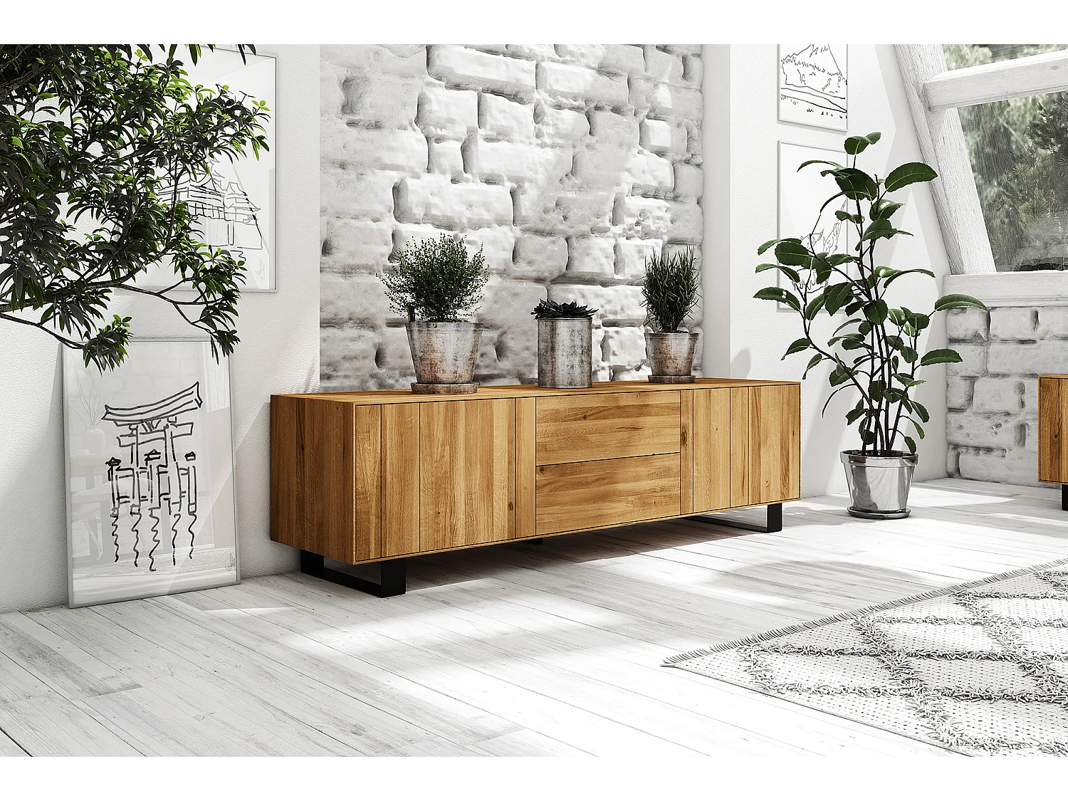 STEEL - Kommode aus Wildeiche, naturgeölt