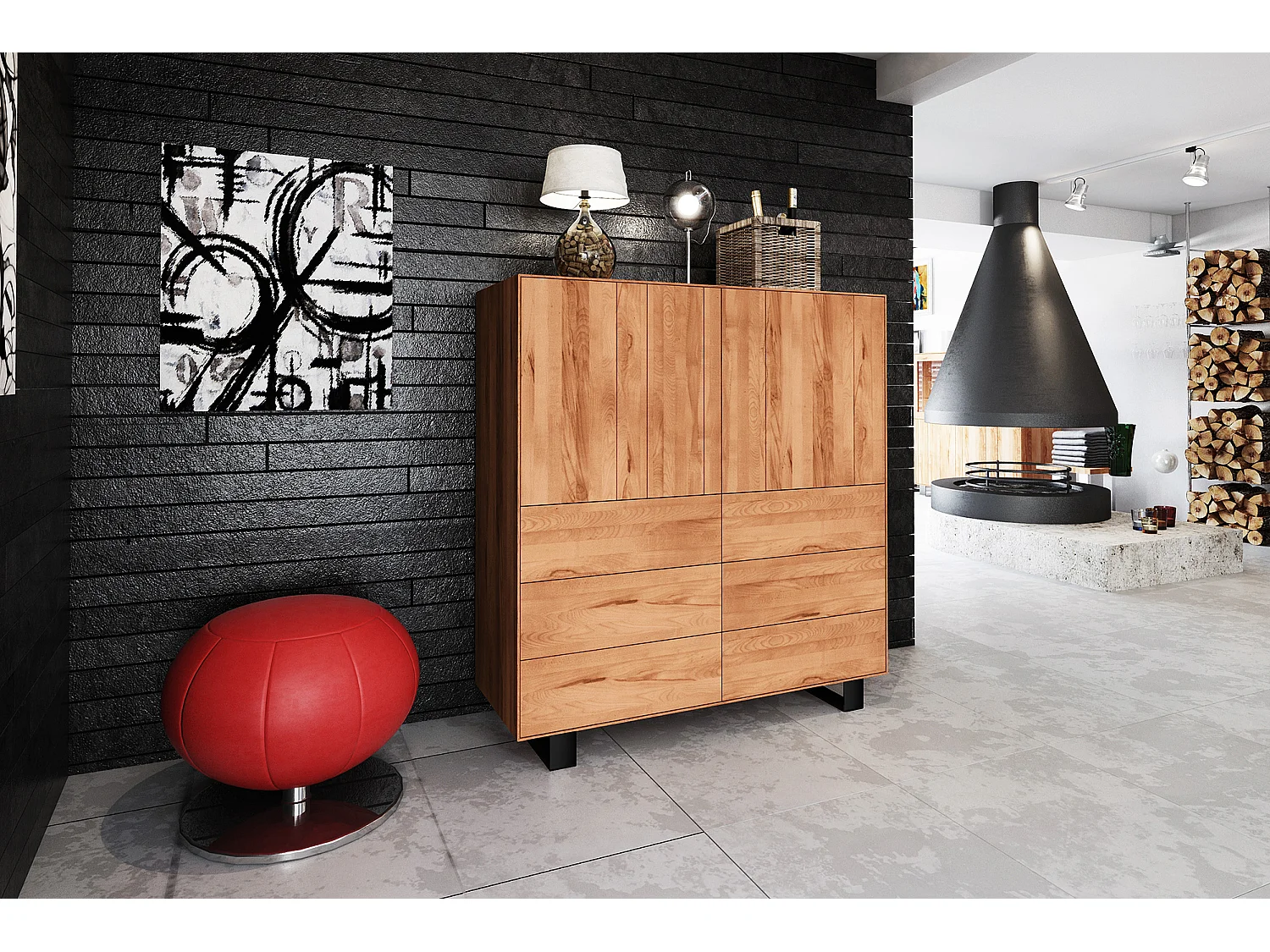 STEEL - Commode en cœur de hêtre, finition à l'huile naturelle