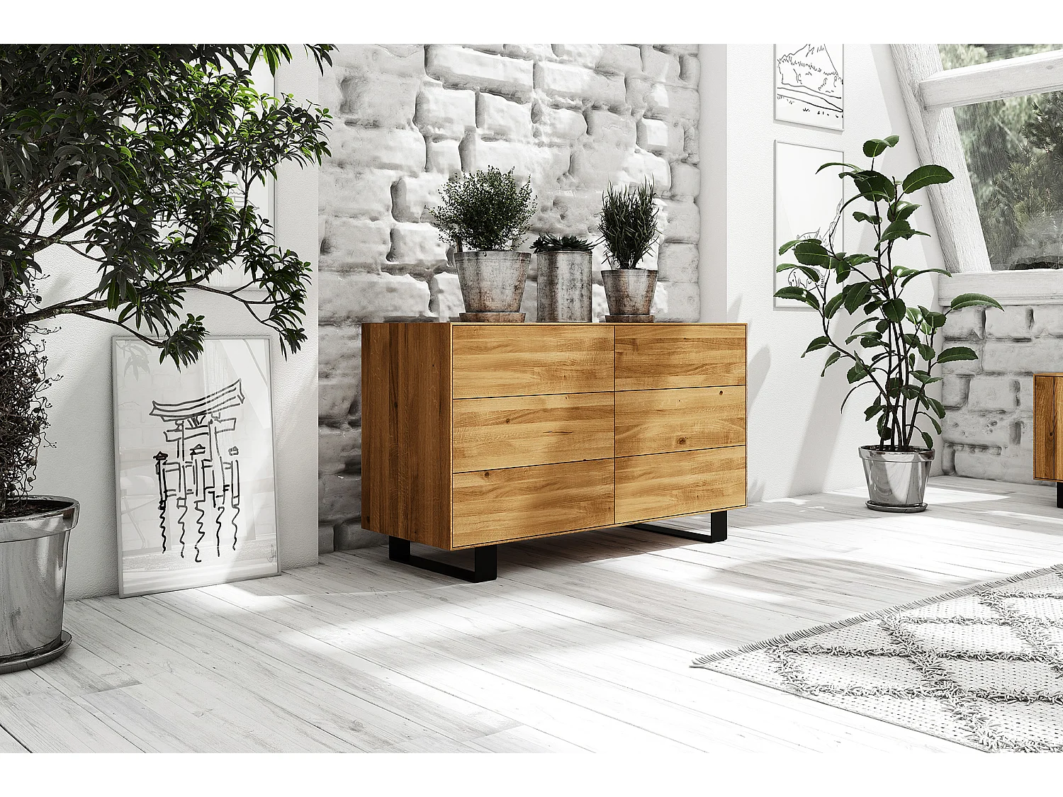STEEL - Kommode aus Wildeiche, naturgeölt
