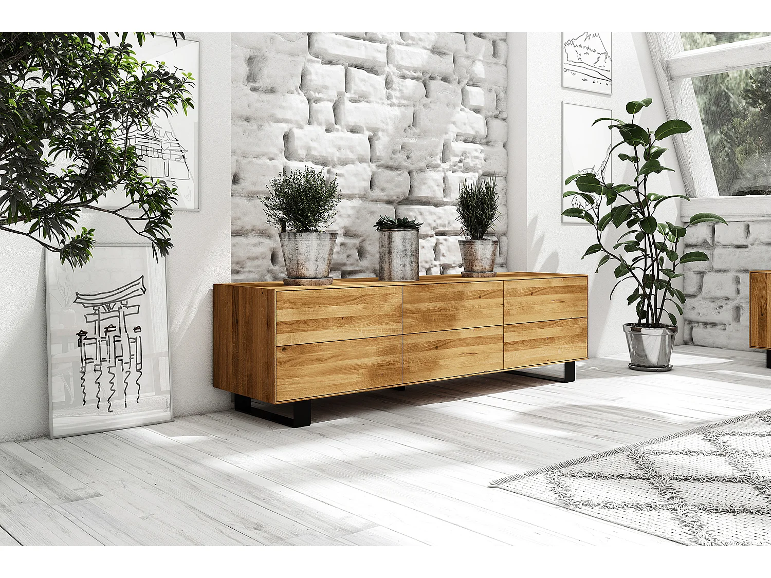 STEEL - Kommode aus Wildeiche, naturgeölt