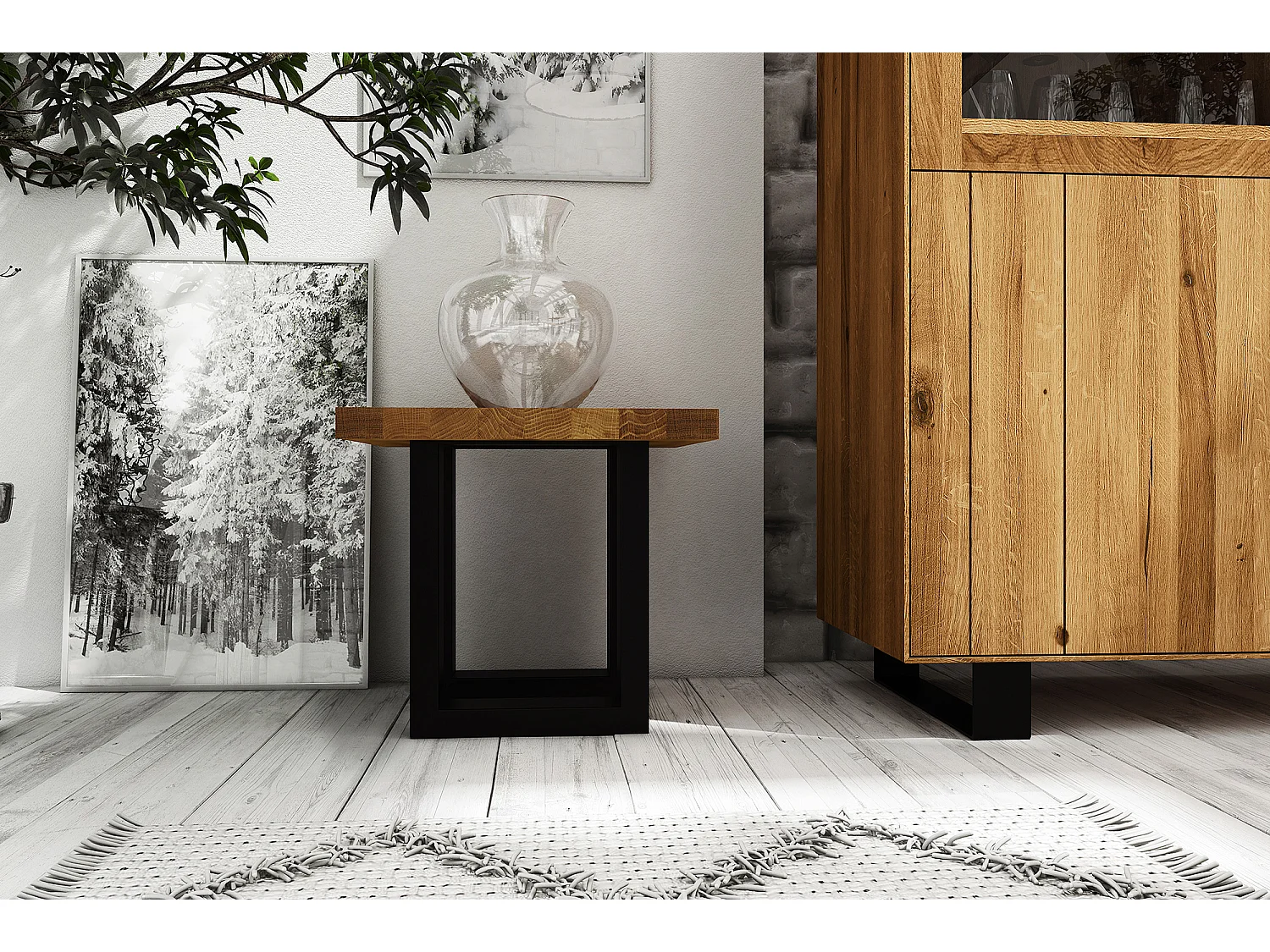 STEEL - Couchtisch  80x50 aus Wildeiche, naturgeölt