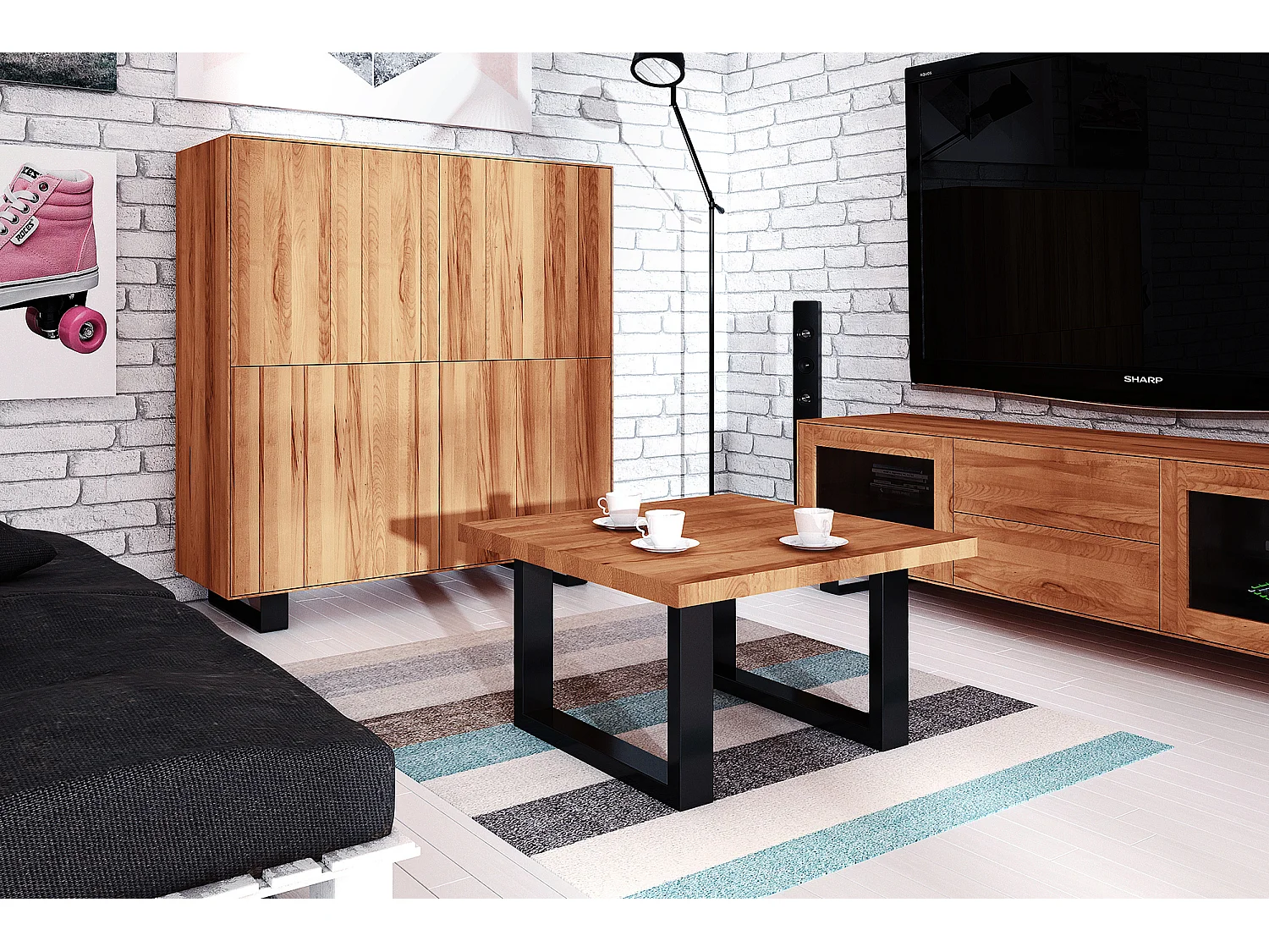 STEEL - Couchtisch  80x80 aus Kernbuche, naturgeölt