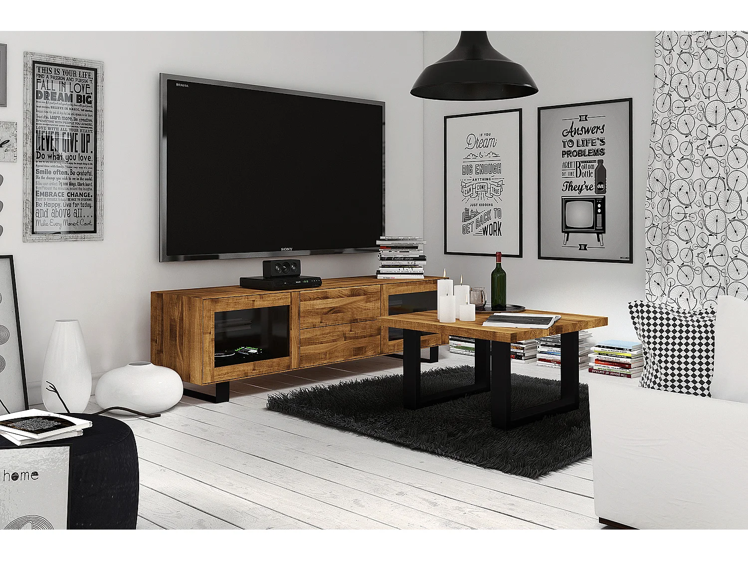 STEEL - Couchtisch  80x80 aus Wildeiche, naturgeölt