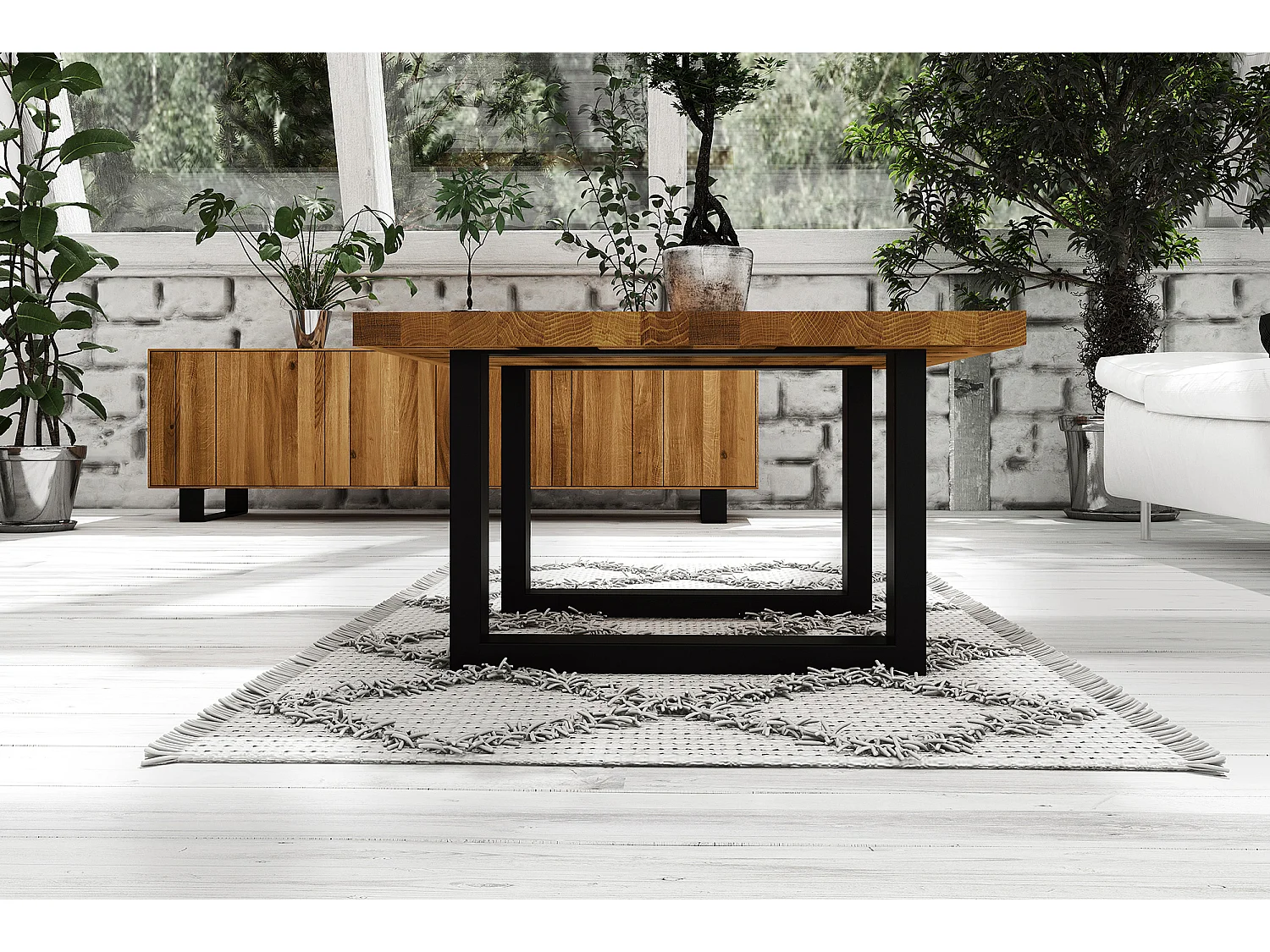 STEEL - Couchtisch  110x80 aus Wildeiche, naturgeölt