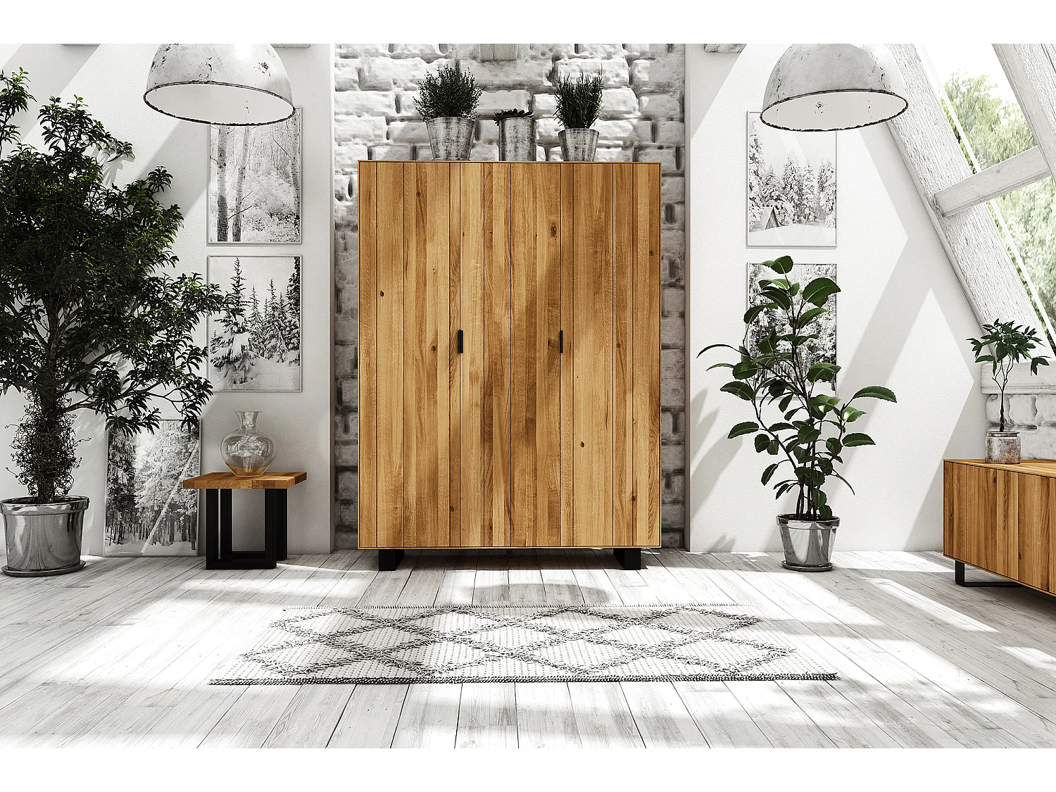 STEEL - Kleiderschrank  aus Wildeiche, naturgeölt