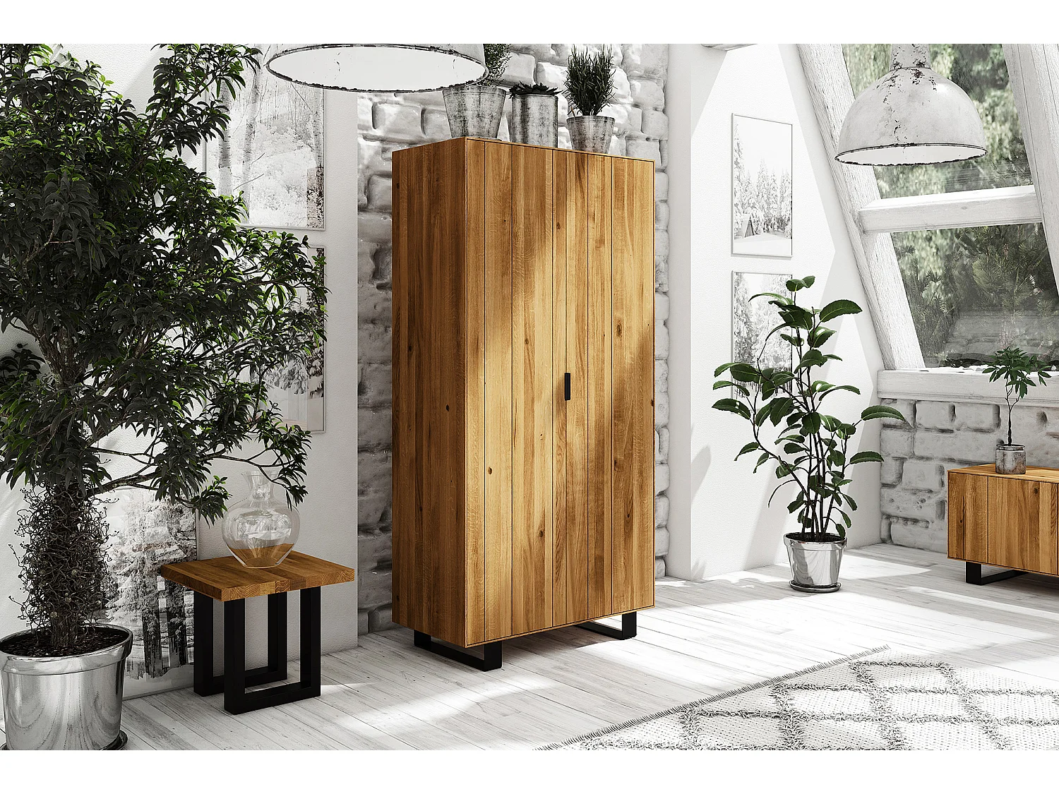 STEEL - Kleiderschrank  aus Wildeiche, naturgeölt