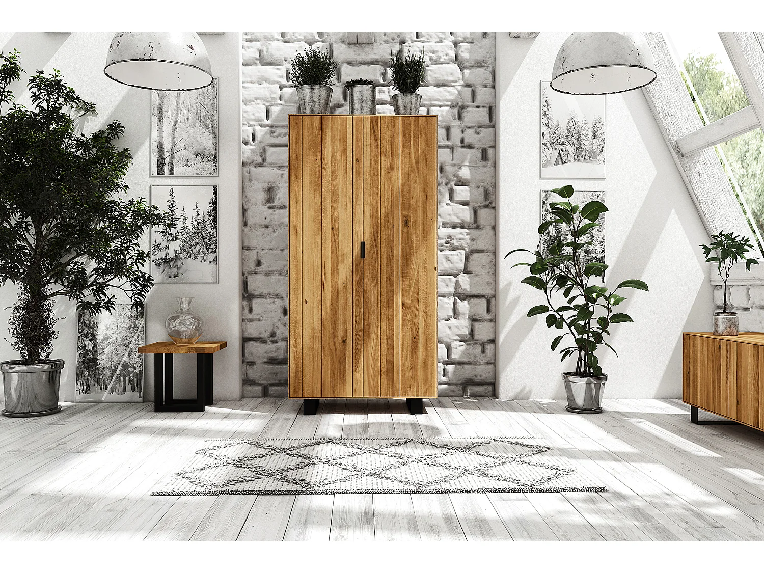 STEEL - Kleiderschrank  aus Wildeiche, naturgeölt