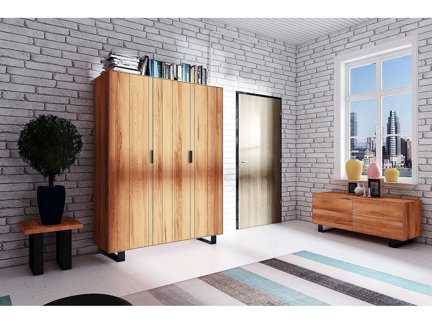 STEEL - Armoire en coeur de hêtre, huilé naturel