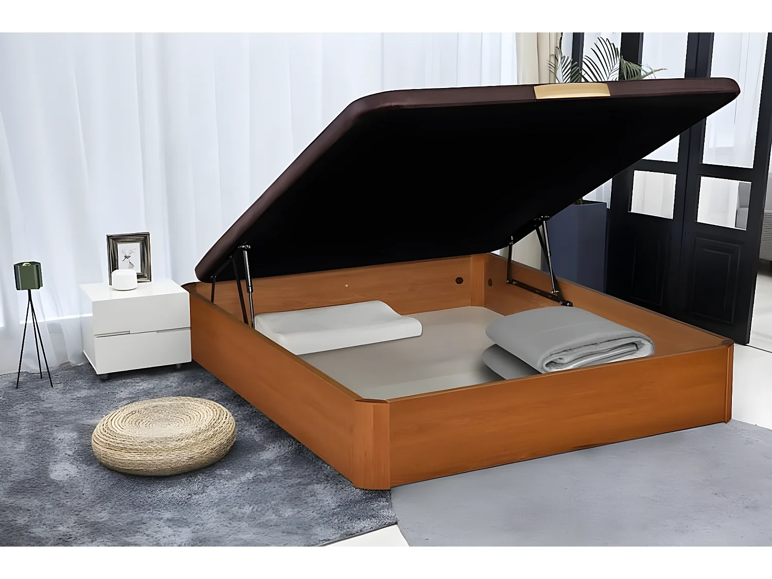 Canapé abatible de MADERA Gran Capacidad Cerezo 135x200cm