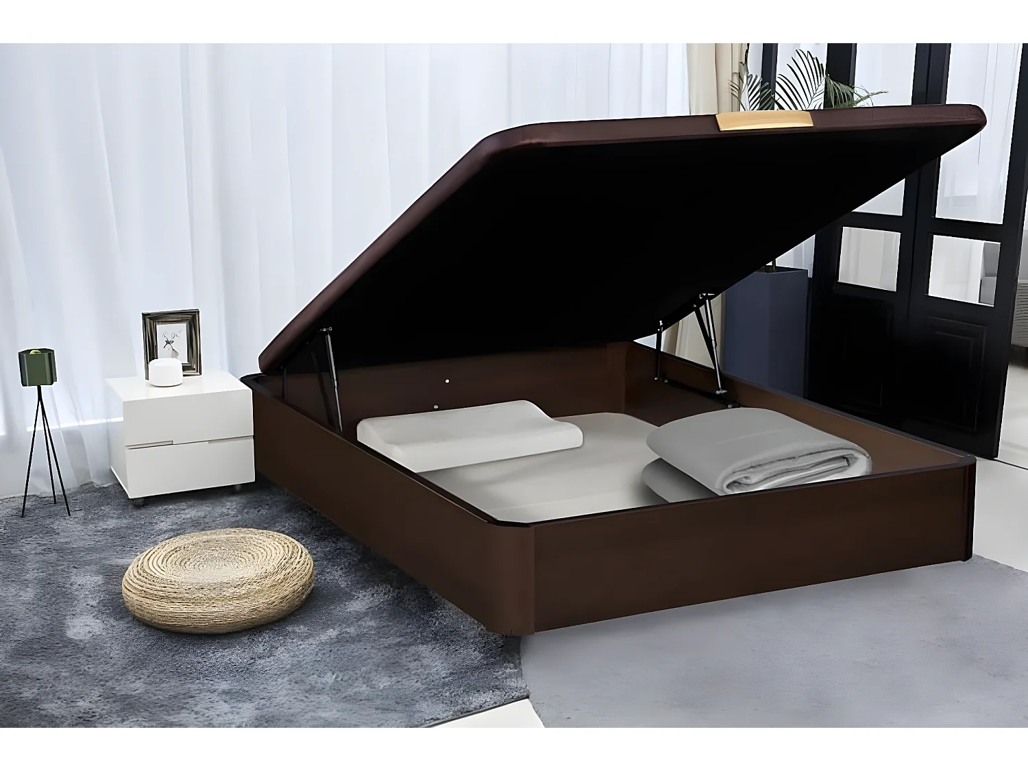 Canapé abatible de MADERA Gran Capacidad Wengué 180x200cm