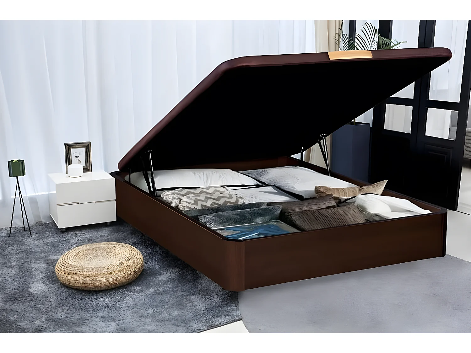 Canapé abatible de MADERA Gran Capacidad Wengué 180x190cm