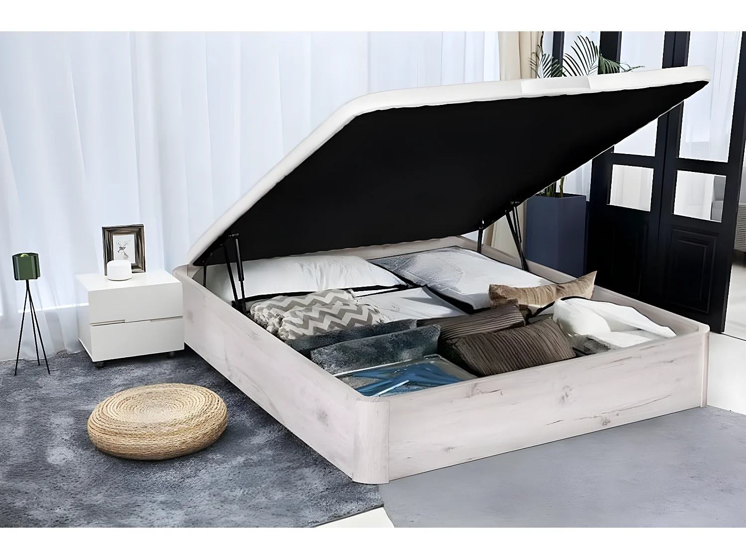 Canapé abatible de MADERA Gran Capacidad Ártico 180x190cm