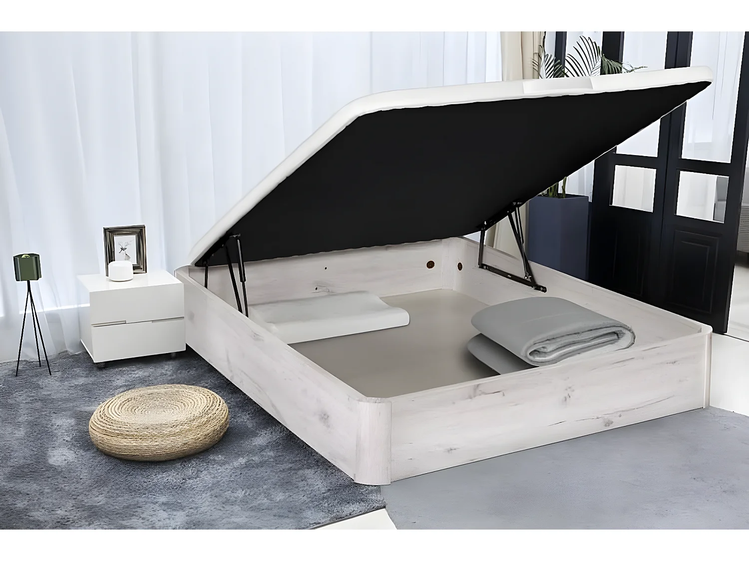 Canapé abatible de MADERA Gran Capacidad Ártico 150x190cm