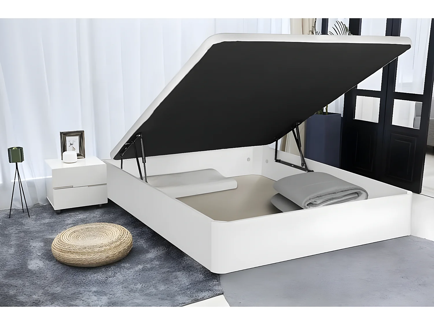 Canapé abatible de MADERA Gran Capacidad Blanco 180x190cm