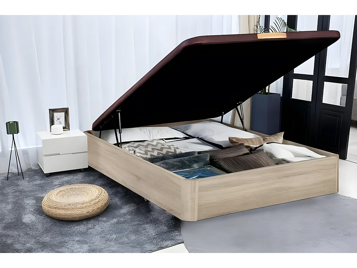 Canapé abatible de MADERA Gran Capacidad Cambrian 180x190cm