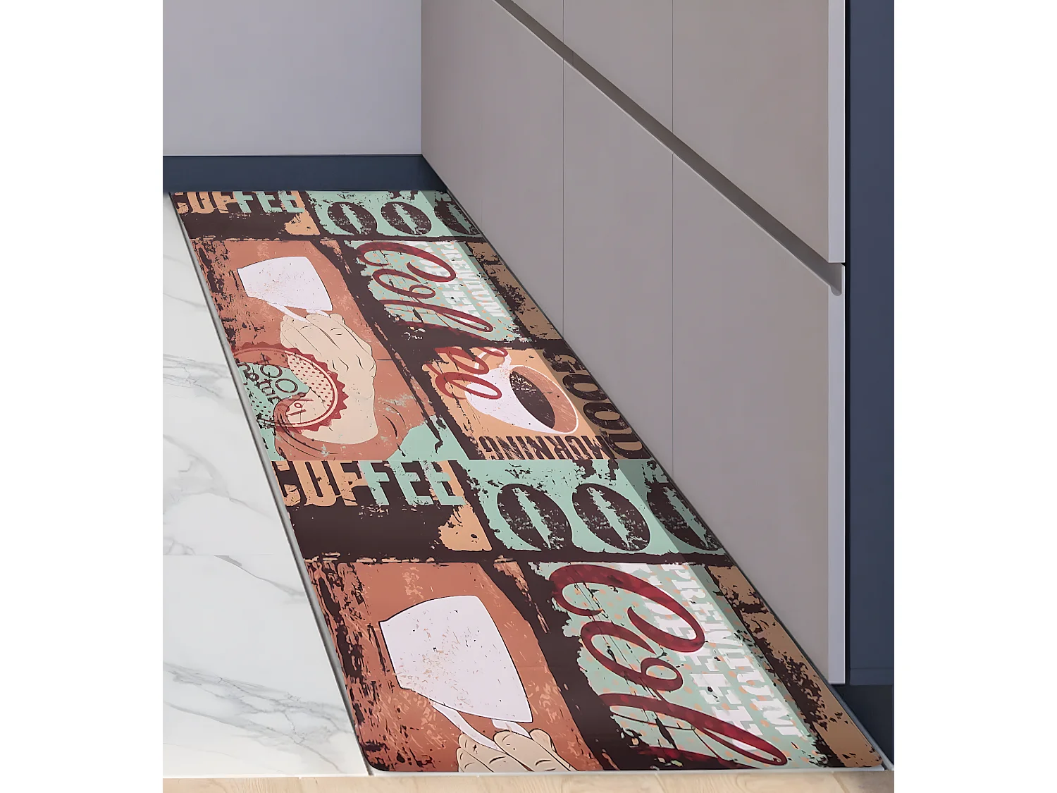 Tappeto Cucina| 40X60 CM| Composizione In Vinile/Viscoelastico| Passatoie| Rimini