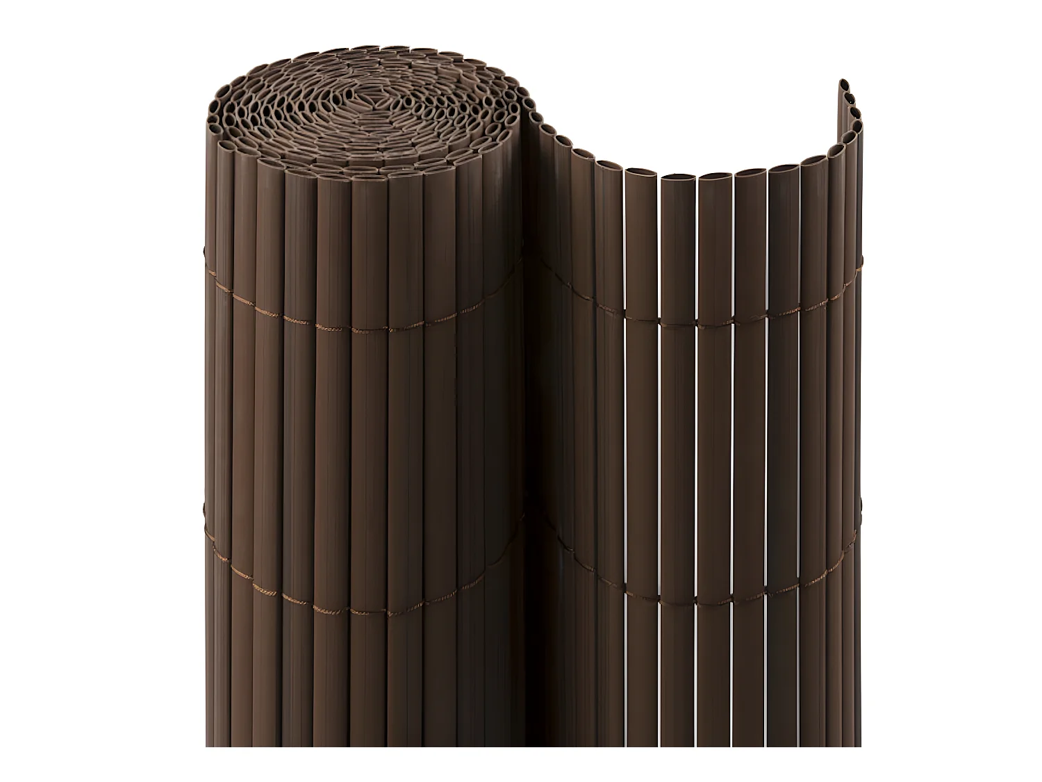 Canisse Brise Vue PVC| 1X3 M| Marron| Lattes 11MM| Composition 100% PVC| Liens Fixation Inclus