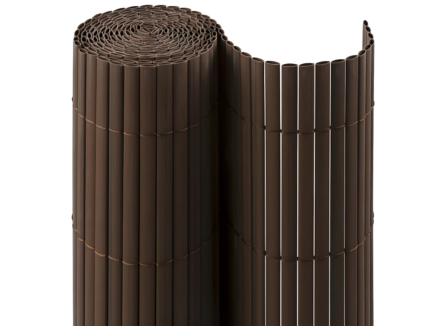 Canisse Brise Vue PVC| 1X3 M| Marron| Lattes 11MM| Composition 100% PVC| Liens Fixation Inclus