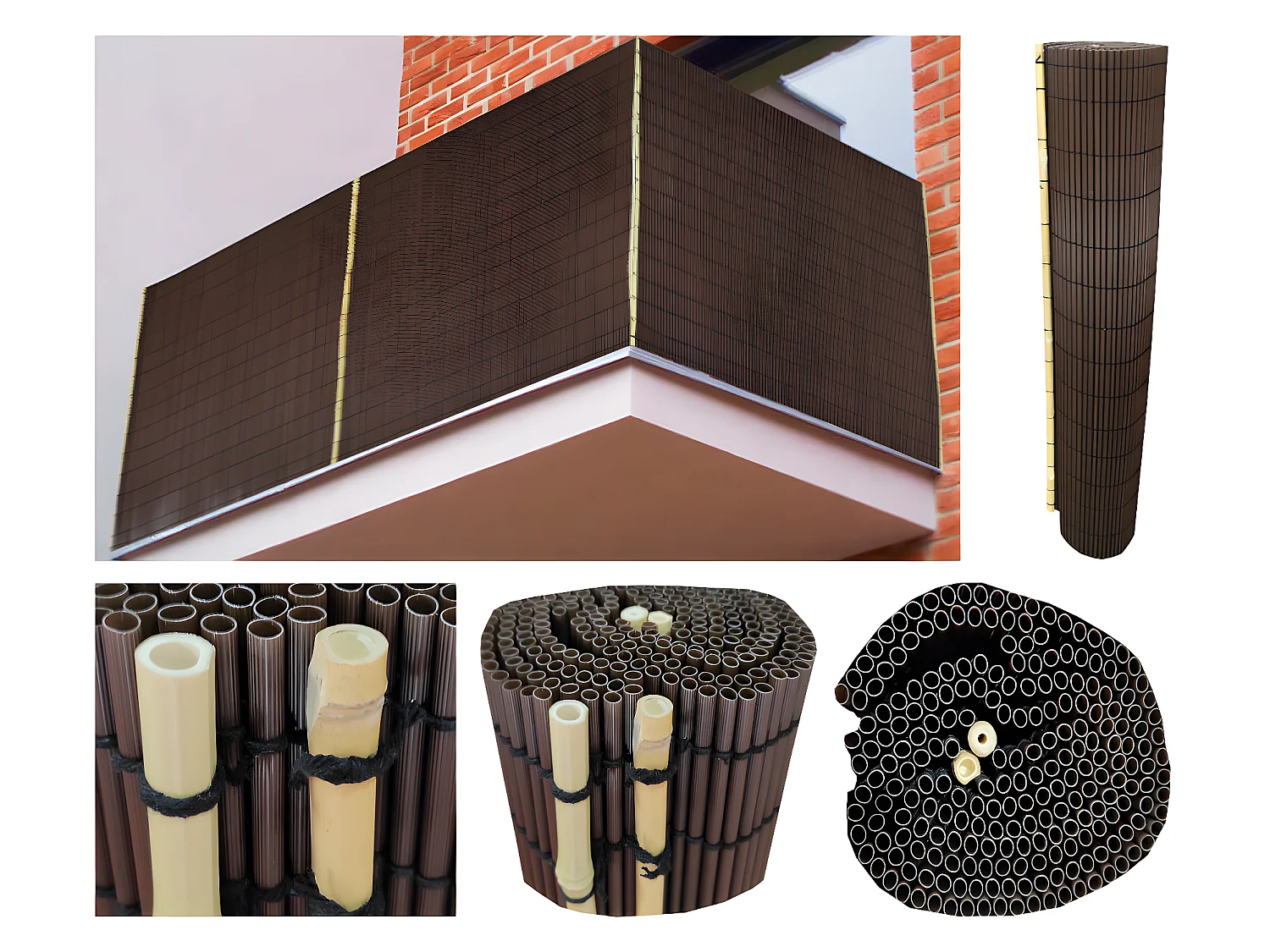 Canisse Brise Vue Ovale| 1X3 M| Diamètre 8MM| Composition 100% PVC| Avec Tiges De Bambou Renforcées| Marron