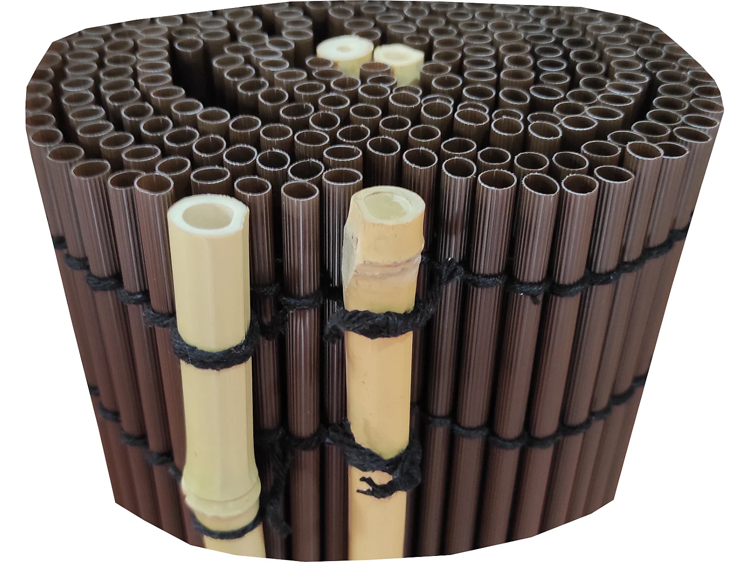 Canisse Brise Vue Ovale| 1X3 M| Diamètre 8MM| Composition 100% PVC| Avec Tiges De Bambou Renforcées| Marron