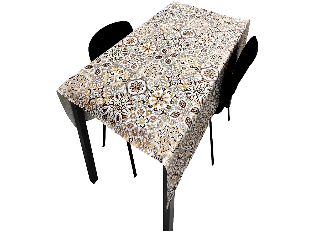 Mantel| Composicion PVC| Base Poliester| Antimanchas| Mosaico Marron| Medida 140X200 CM