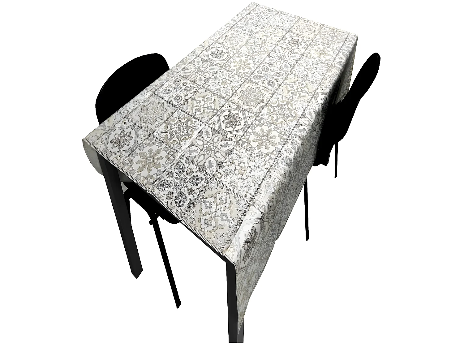 Nappe| Composition PVC| Base Polyester| Anti-taches| Mosaïque Gris| Taille 140X140 CM