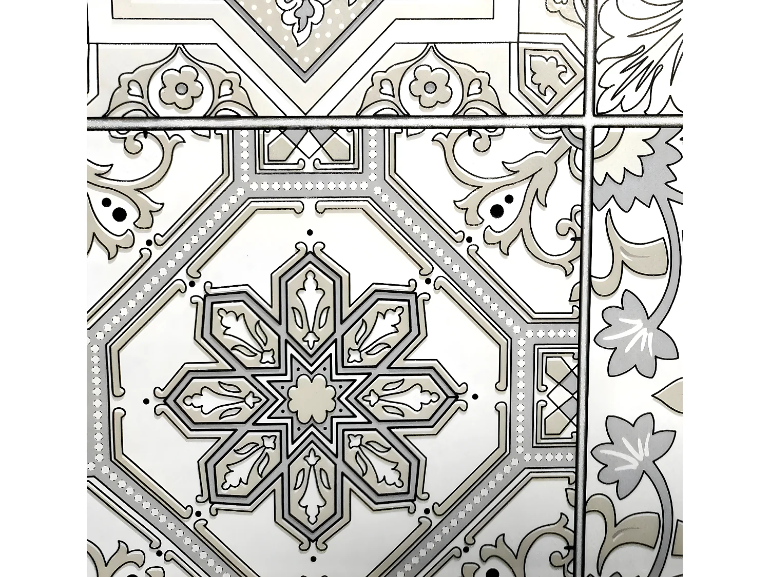 Nappe| Composition PVC| Base Polyester| Anti-taches| Mosaïque Gris| Taille 140X140 CM