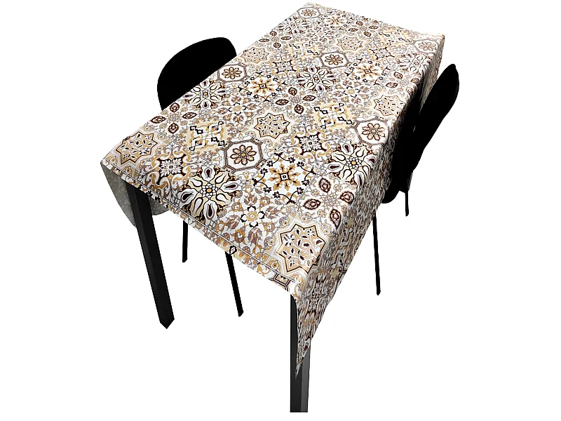 Tovaglia| Composizione PVC| Base Poliestere| Antimacchia| Mosaico Marrone| Dimensioni 140X180 CM