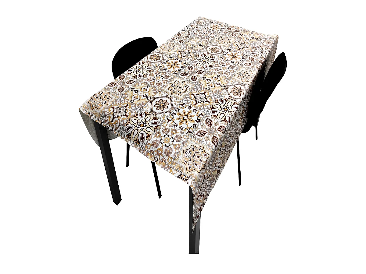 Tovaglia| Composizione PVC| Base Poliestere| Antimacchia| Mosaico Marrone| Dimensioni 140X180 CM