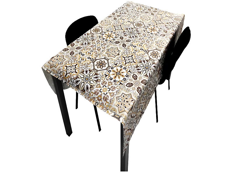 Mantel| Composicion PVC| Base Poliester| Antimanchas| Mosaico Marron| Medida 140X250 CM