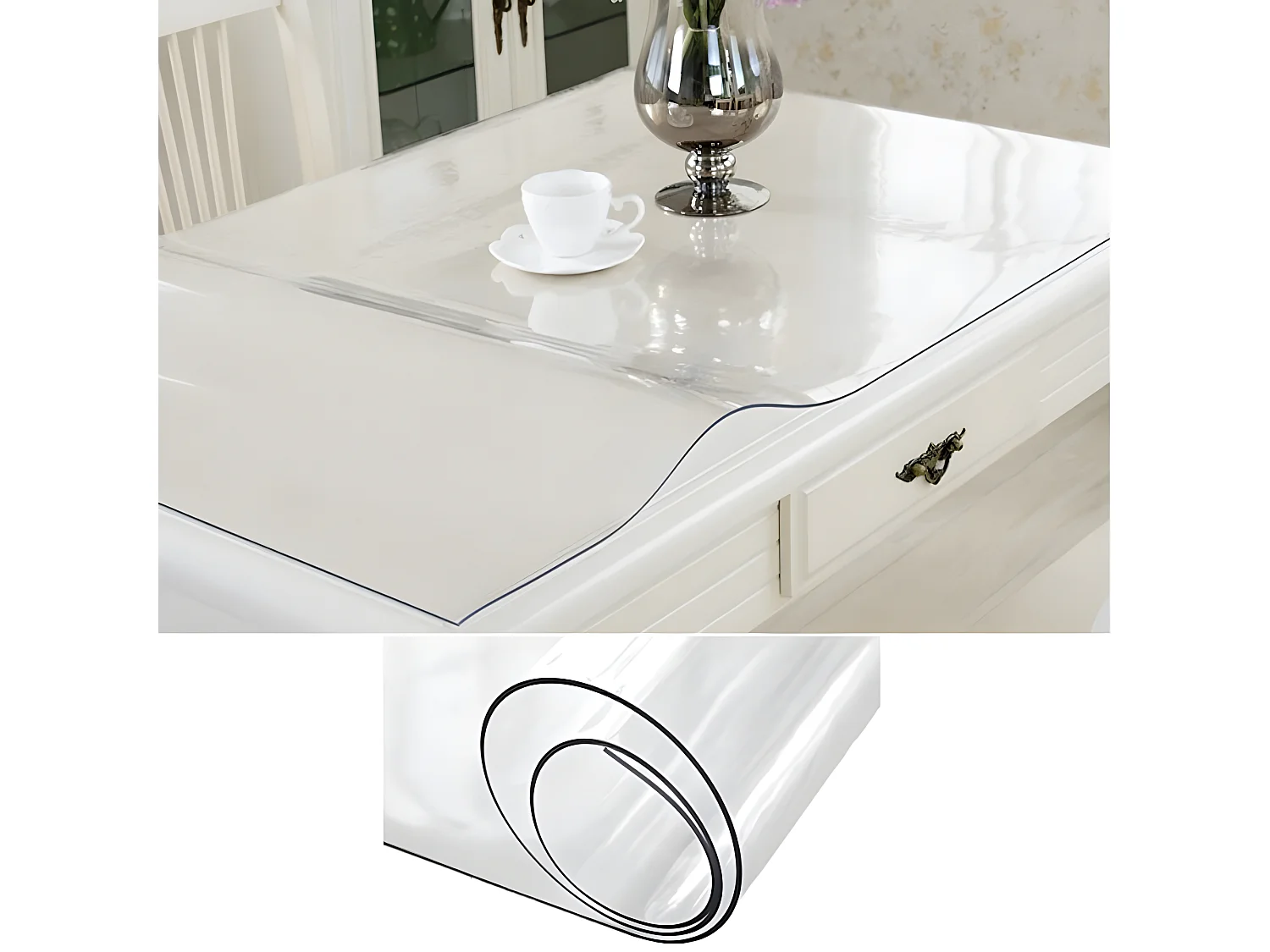 Mantel Mesa Transparente| Composición 100% PVC| Hule| Paño De Mesa| Protector De Mueble| Grosor 60 Micrones| Medida 140X220CM