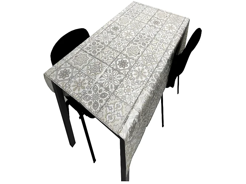 Mantel| Composicion PVC| Base Poliester| Antimanchas| Mosaico Gris| Medida 100X140 CM