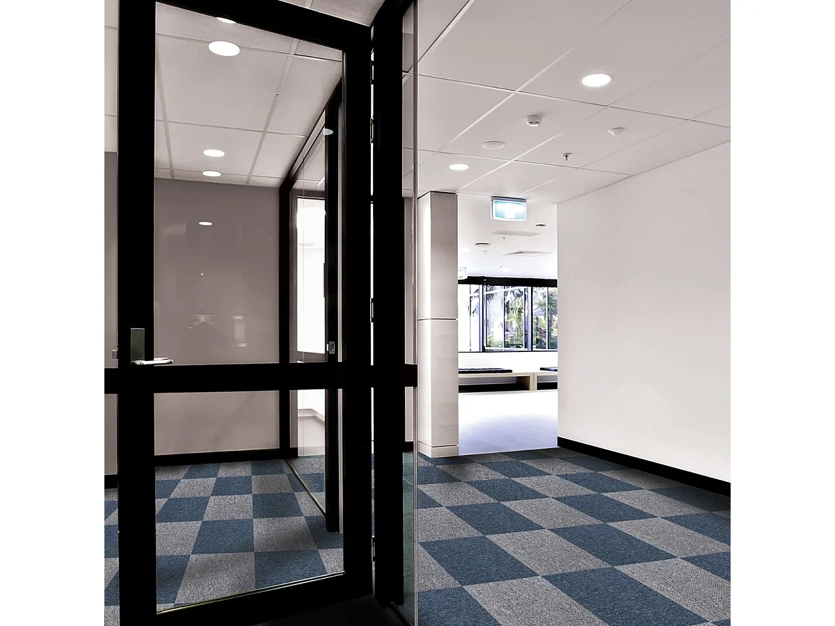 40 Dalles de 50cm x 50cm (10m²) Dalle de Moquette Couleur Bleu Tempête & Gris Platine