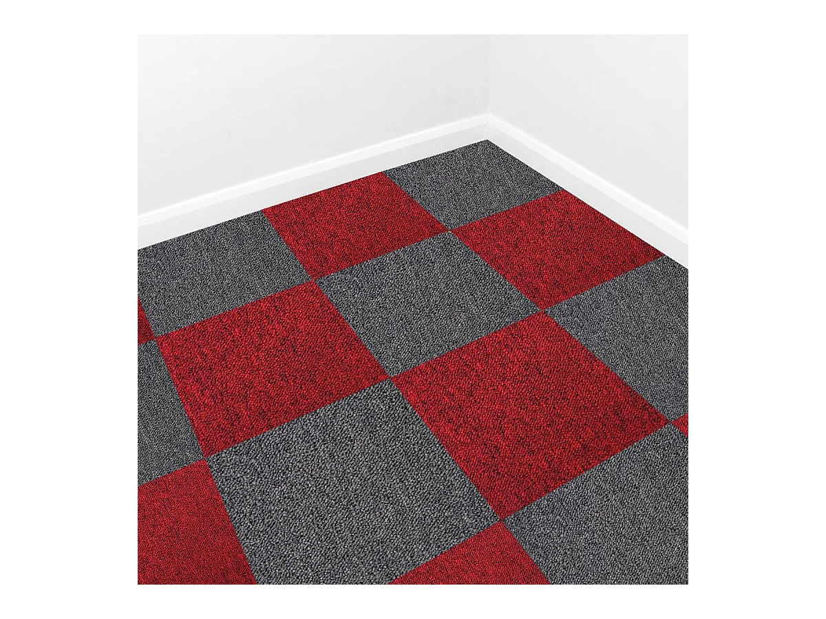 40 x Tapijttegels - Zwart en Rood - 50x50cm 10m2